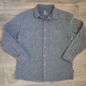 KÜHL Men’s XL Textured Snap-Front Shirt Blue-Gray Cotton Nylon Outdoor Casual